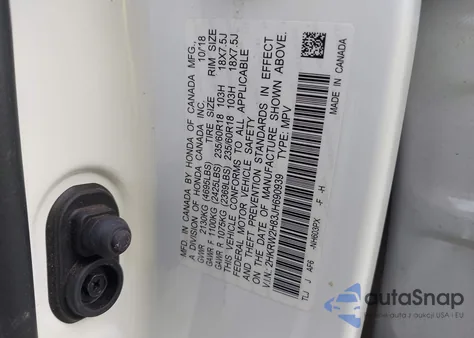 2018 Honda Cr-V Ex-L/Ex-L Navi z USA, uszkodzony, nr VIN 2HKRW2H83JH690939